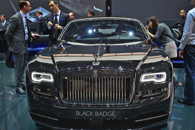 The new Rolls-Royce Wraith Black Badge car on display at the Geneva Motor Show on Wednesday