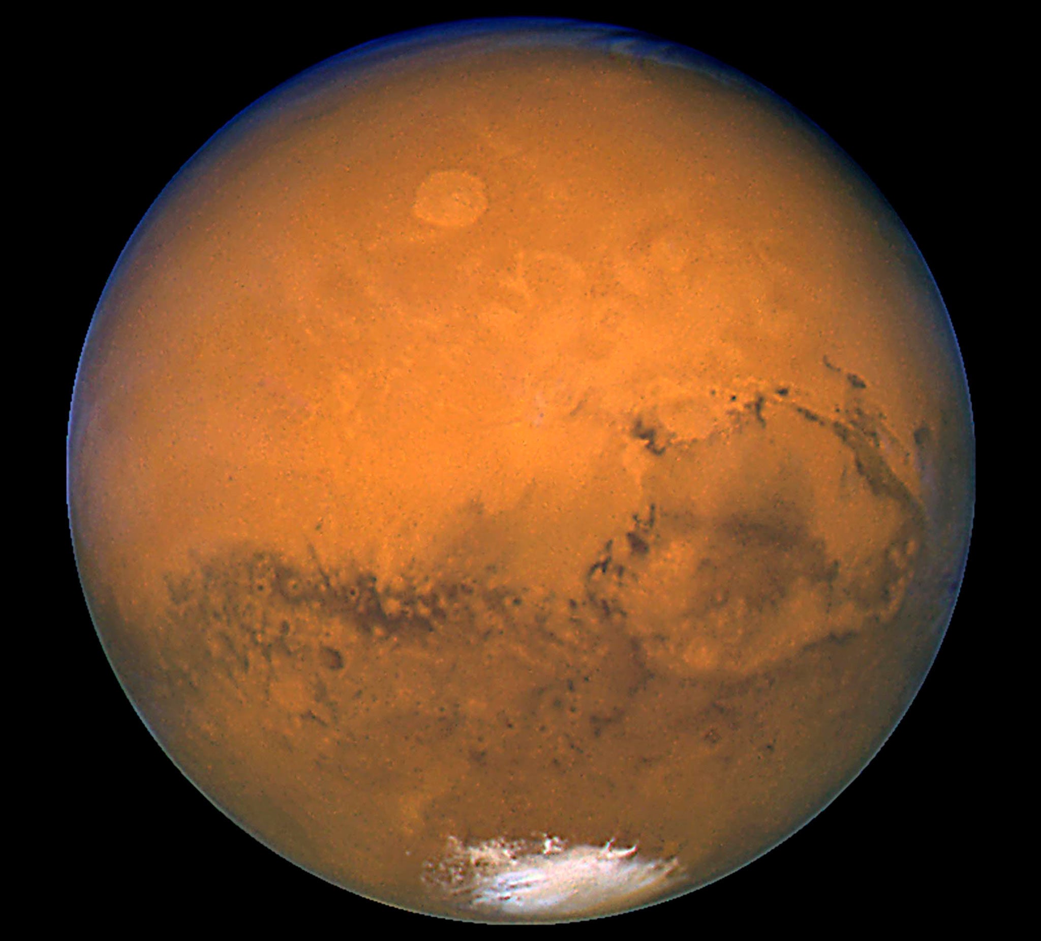 A photograph taken of Mars in 2003 by Nasa’s Hubble space telescope
