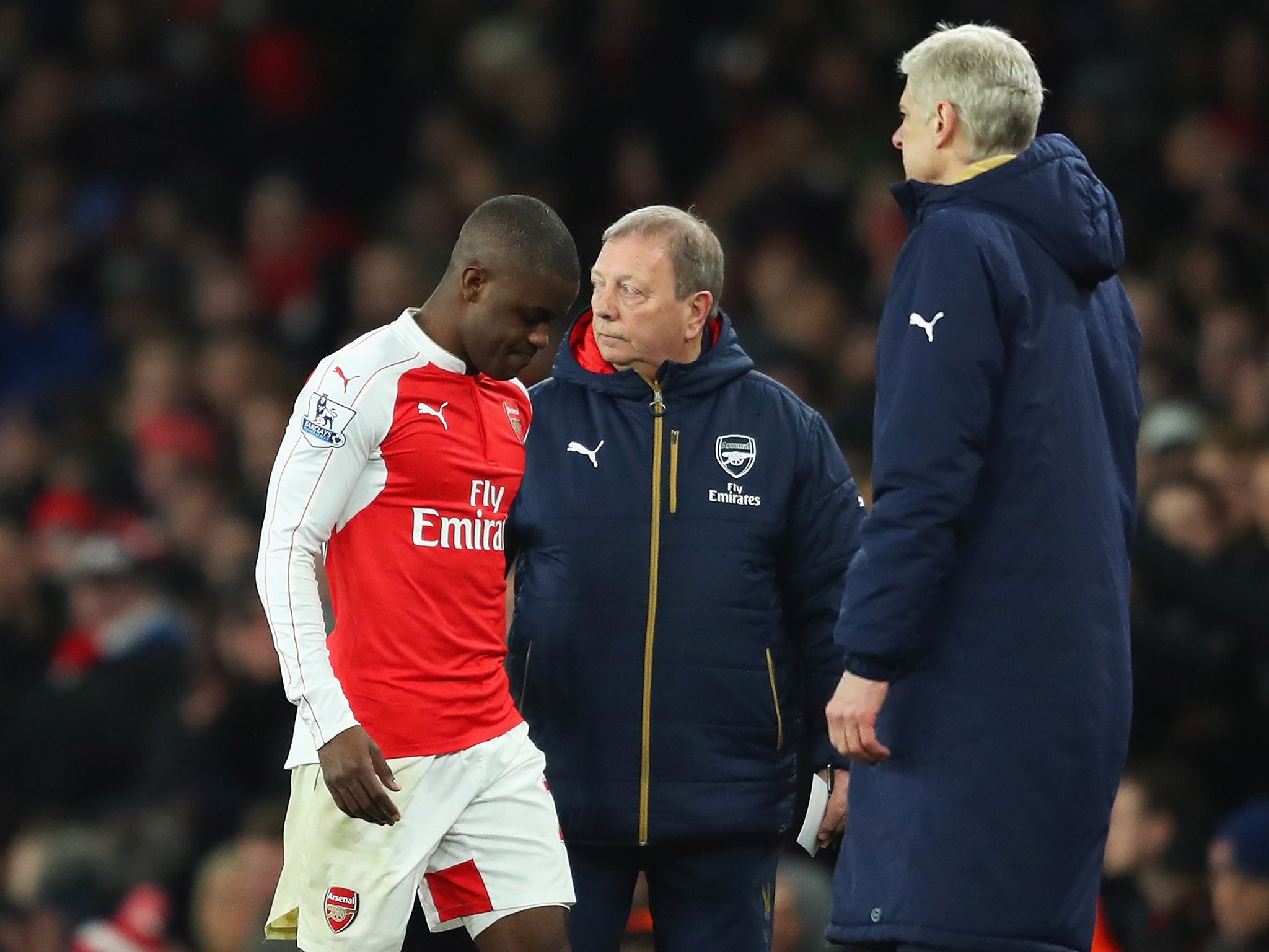 Joel Campbell is substituted by Arsene Wenger - much to the home fans disgust
