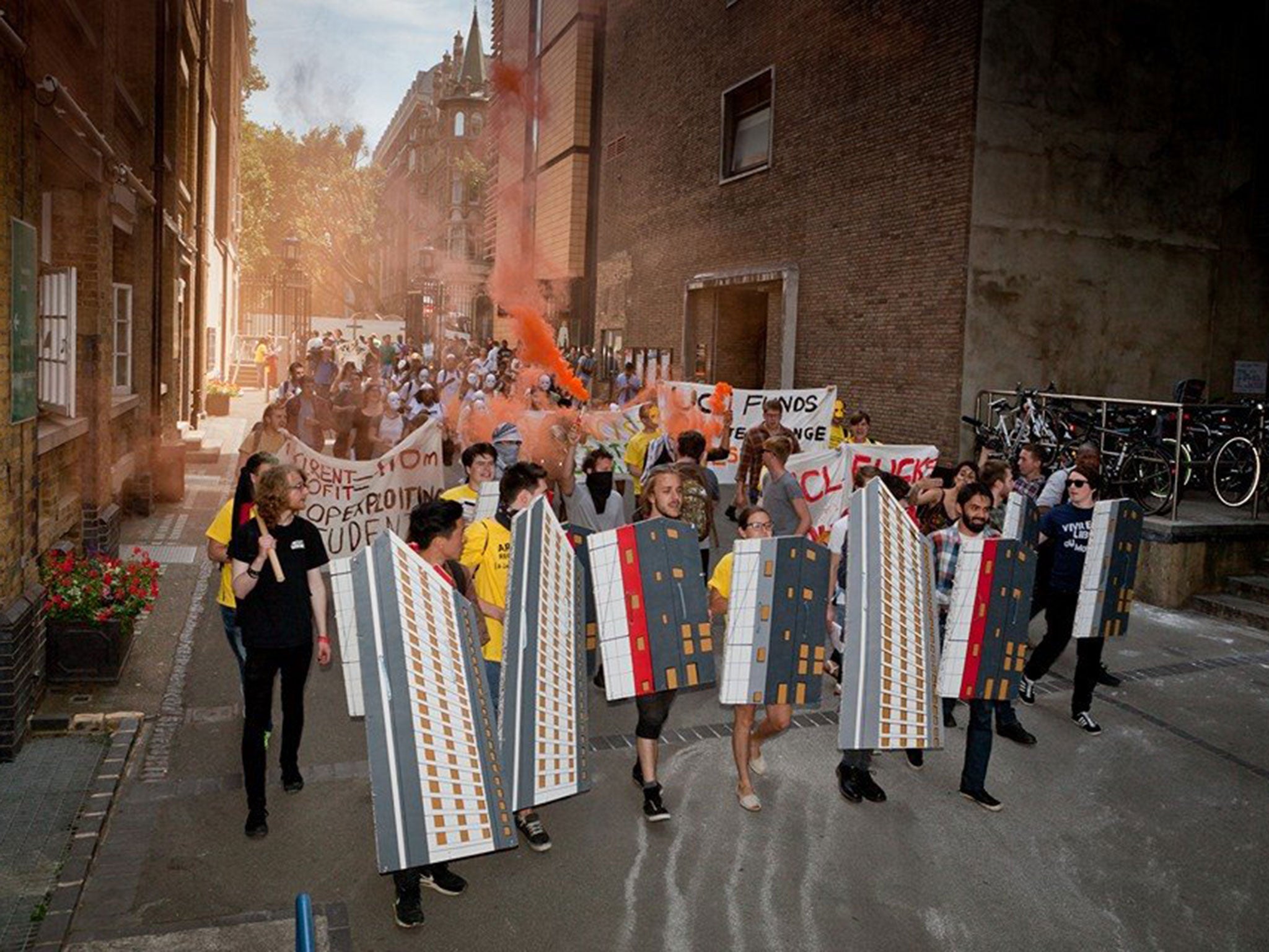 A protest of rent at UCL Halls of Residence