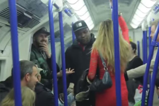 Pranks for nothing: an actor verbally abuses a woman on a Tube train, as part of a Trollstation stunt