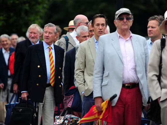 MCC Members queue to enter the grounds
