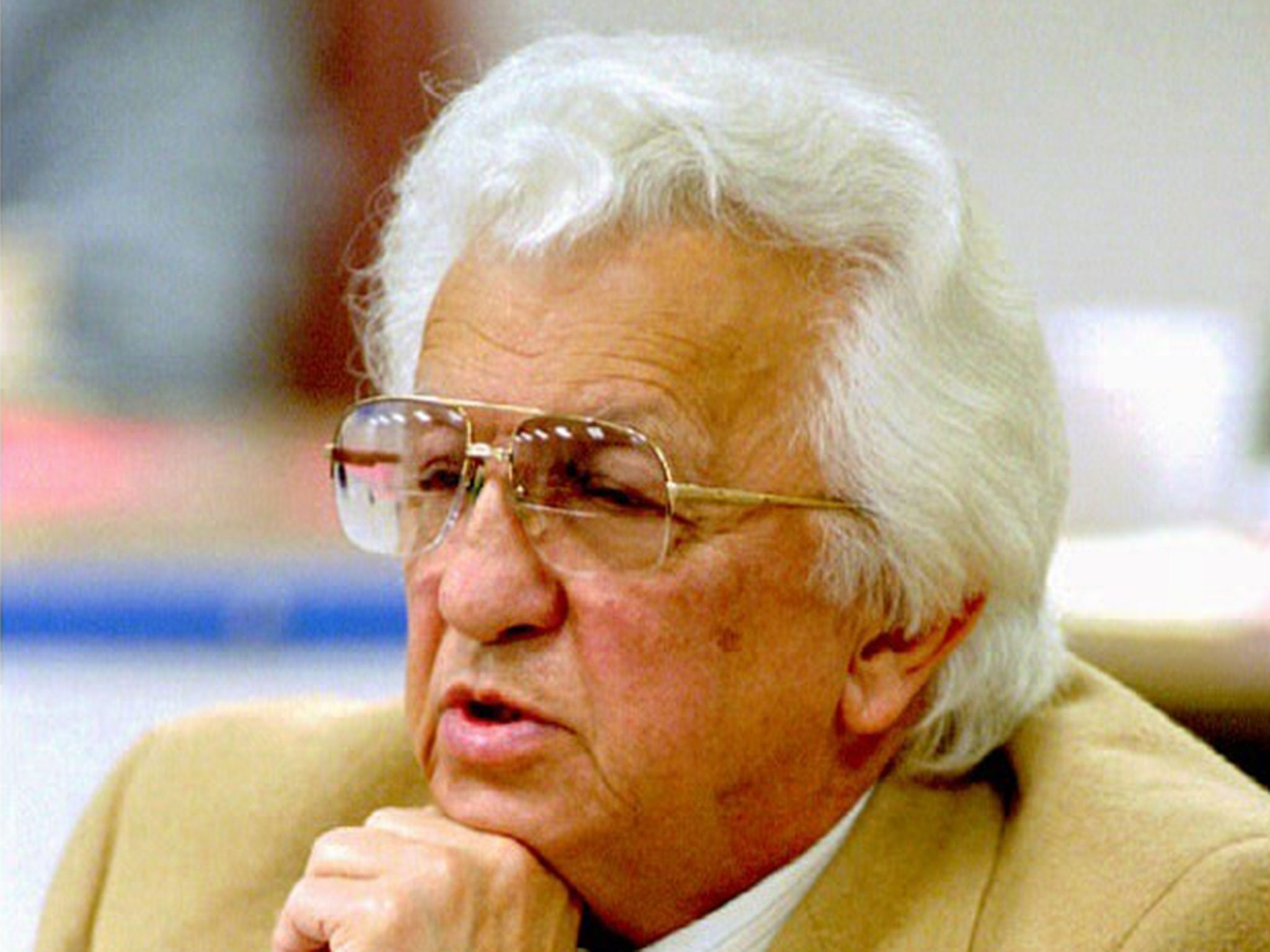 Nichopoulos in 1993 at one of the hearings that led to his being disbarred