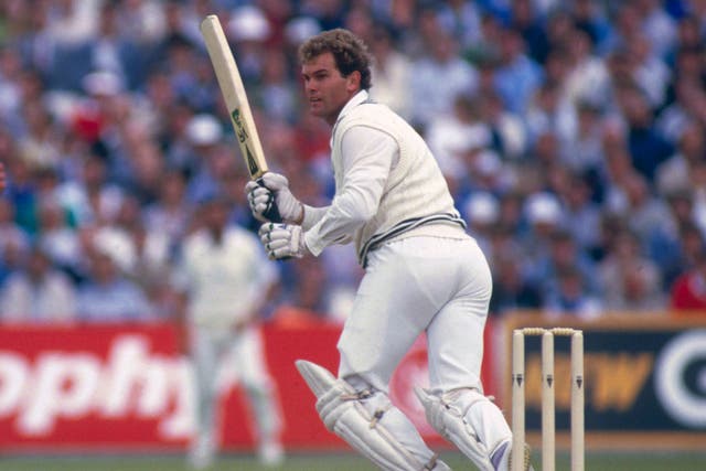 Martin Crowe batting against England in a 0ne-day international at Old Trafford in 1986