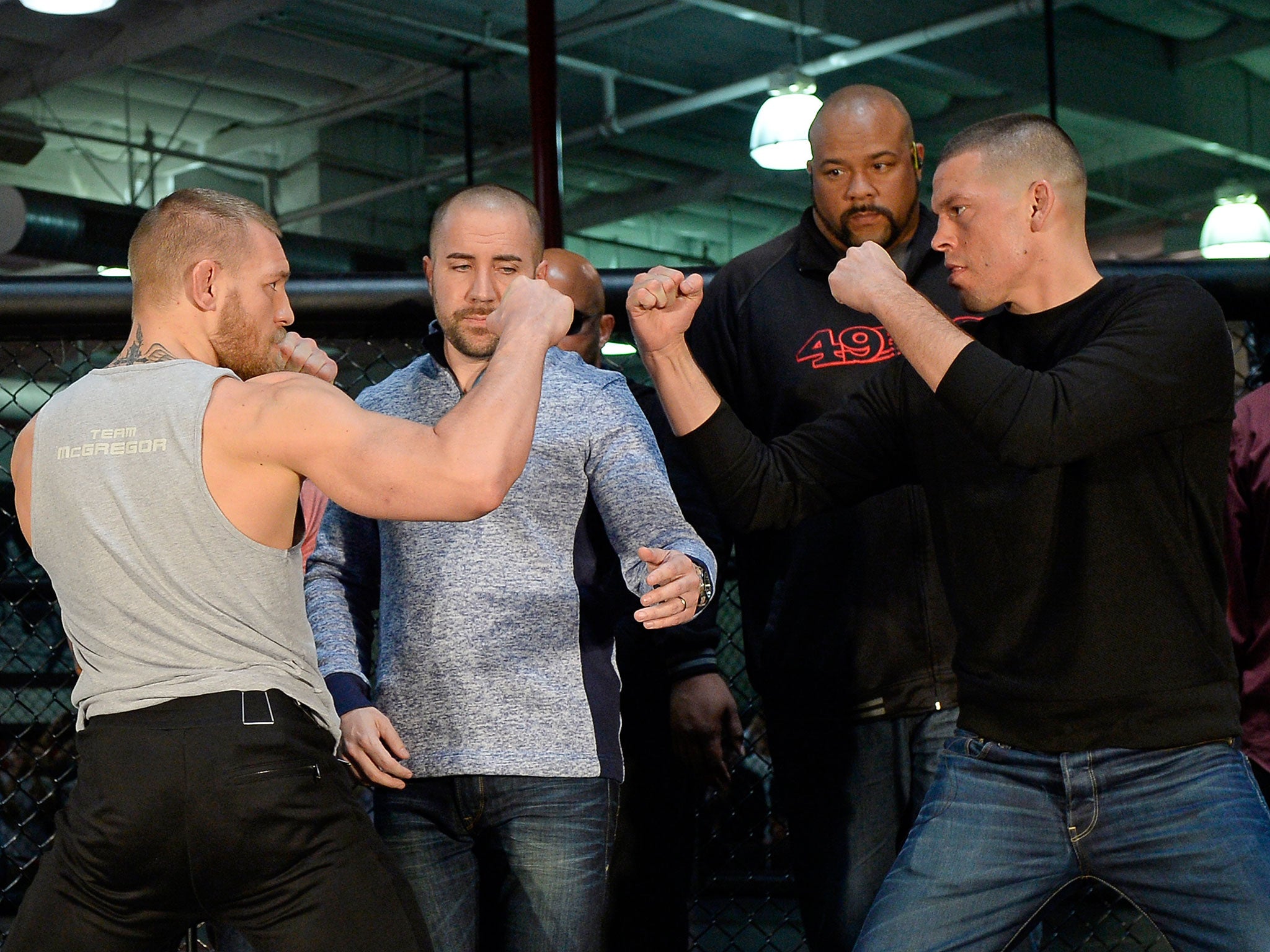 Conor McGregor and Nate Diaz square off ahead of UFC 196