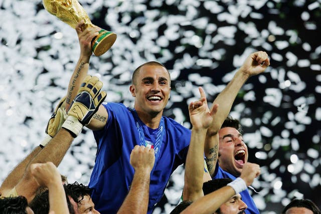 Italy captain Fabio Cannavaro lifts the World Cup in 2006