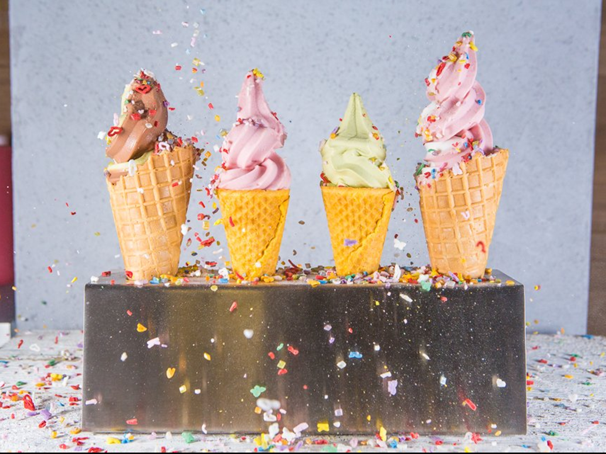 Dairy free ice cream in gluten free cones