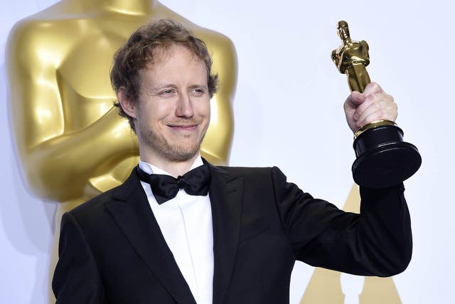 Laszlo Nemes holds the Oscar for Best Foreign Language Film for 'Son of Saul'