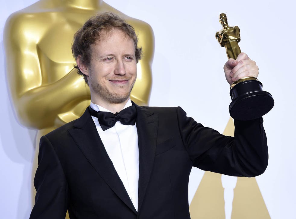 Laszlo Nemes holds the Oscar for Best Foreign Language Film for 'Son of Saul'