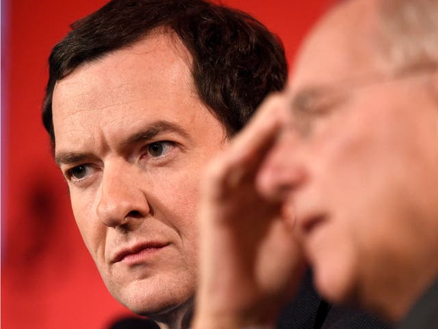 George Osborne answering questions at  the British Cambers of Commerce annual conference in London