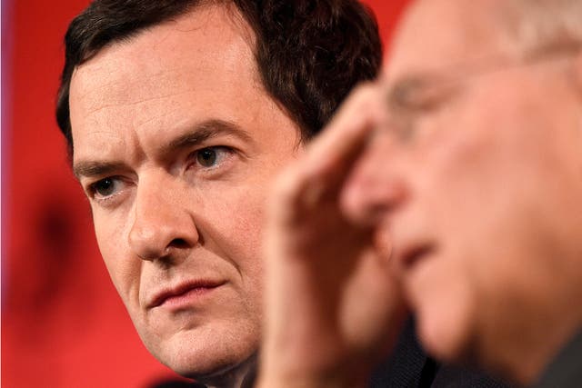 George Osborne answering questions at  the British Cambers of Commerce annual conference in London
