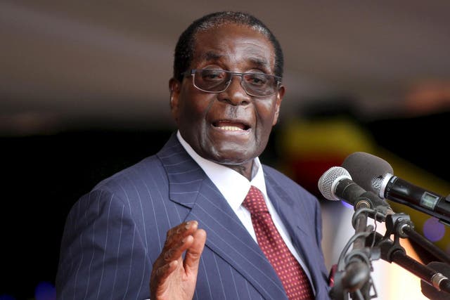 Zimbabwe's President Robert Mugabe addresses supporters gathered to celebrate his 92nd birthday in February.