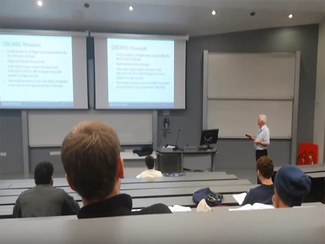 Mr Goddard giving a lecture at his Manchester University day job