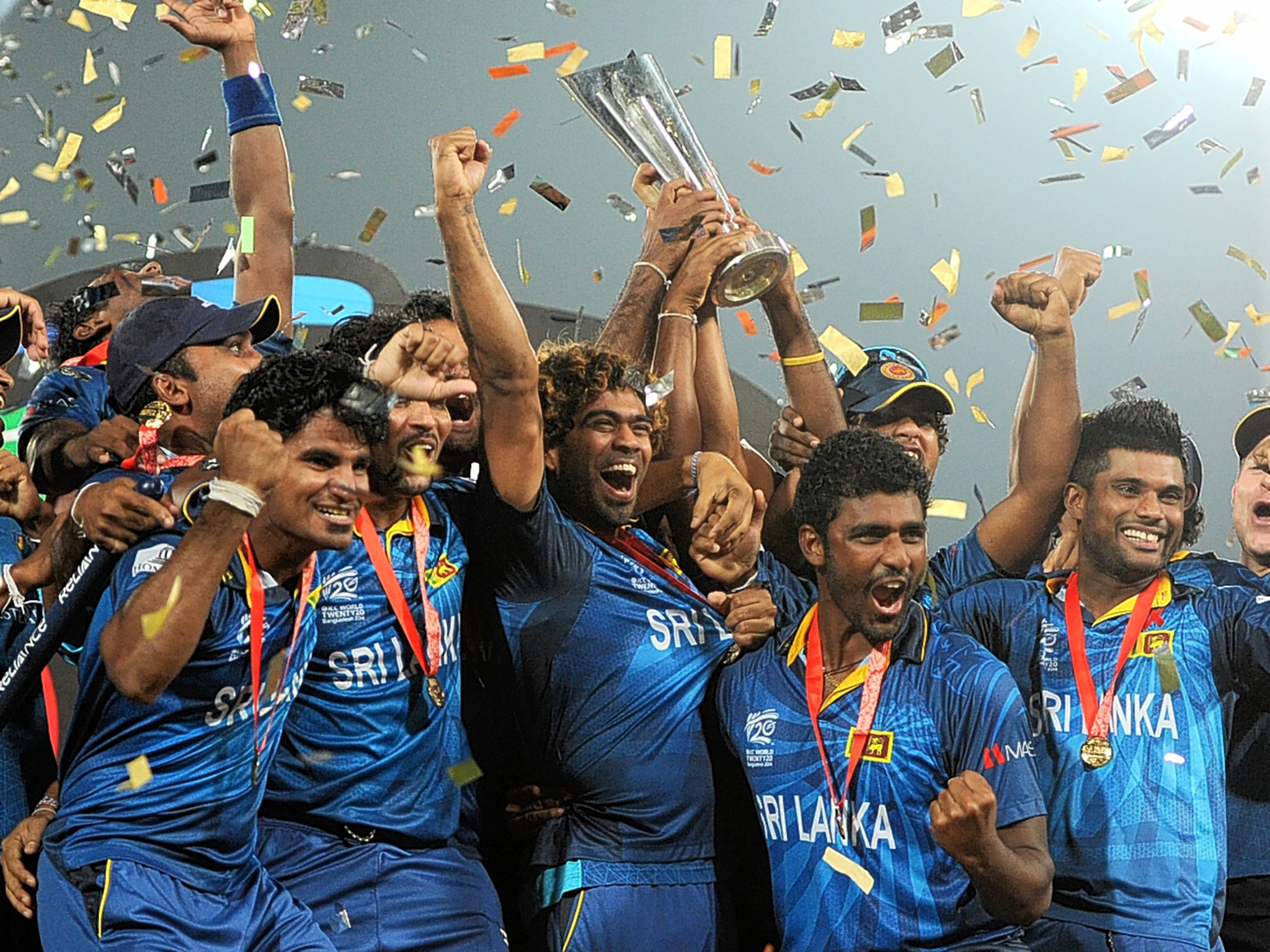 Sri Lanka celebrate their 2014 World Twenty20 win