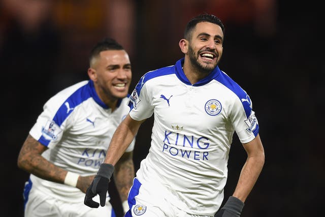 Leicester City's Riyad Mahrez celebrates his goal