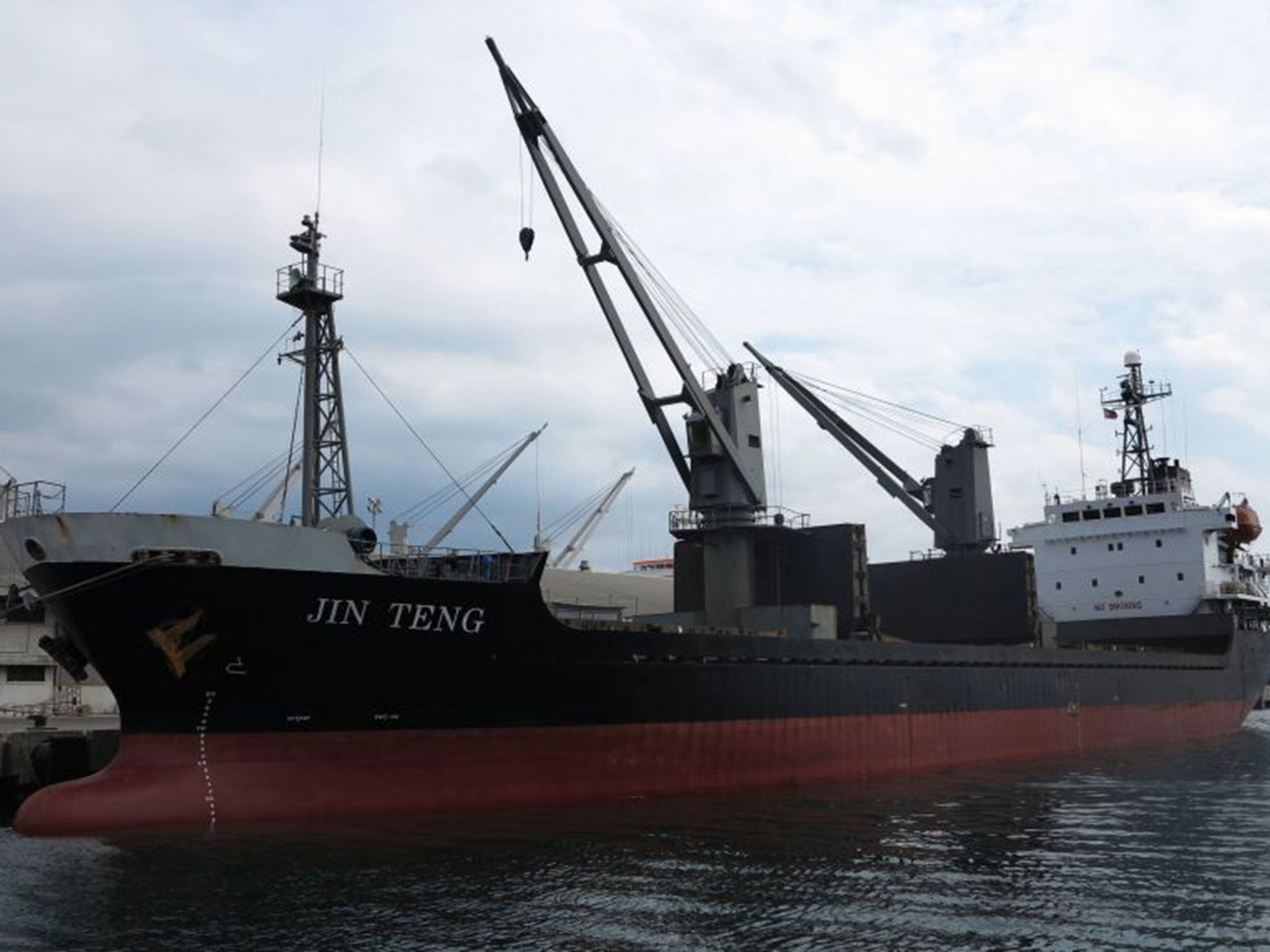 The North Korean cargo ship Jin Teng, anchored at the former US naval base at Subic port, north of Manila.