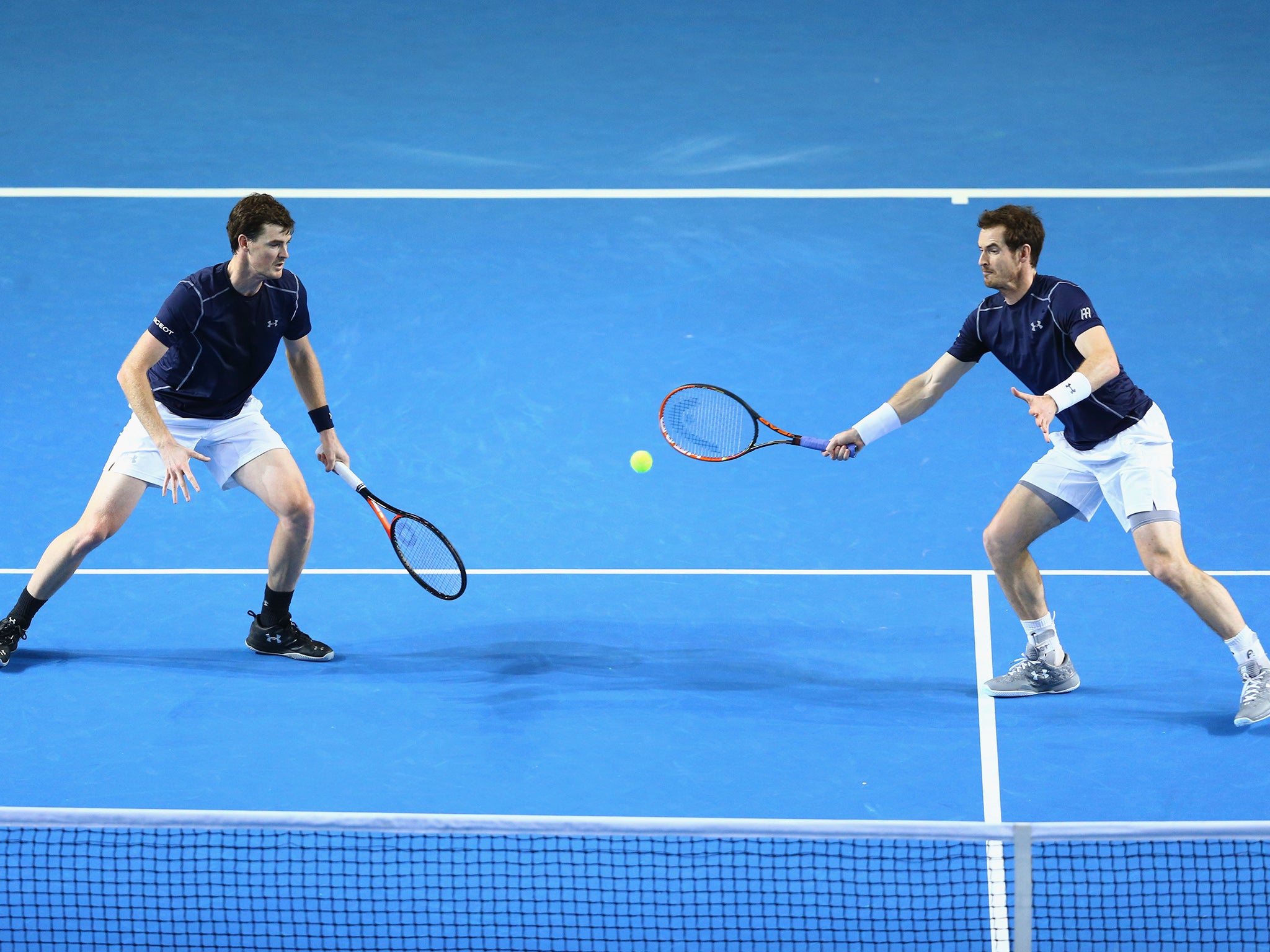 Taking control: Jamie (left) and Andy Murray show their dominant form