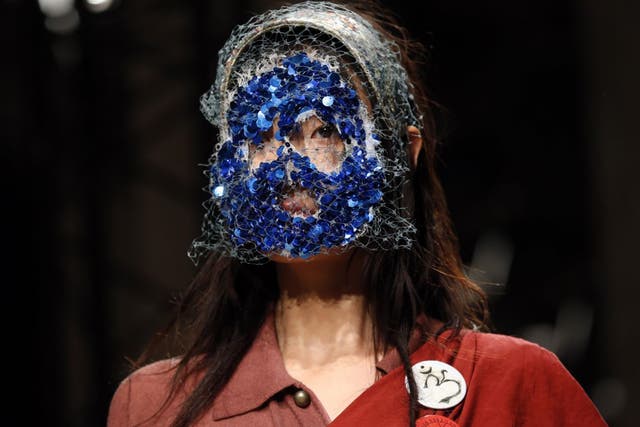 A model wears a creation for Vivienne Westwood's Autumn/Winter 2016 collection presented in Paris
