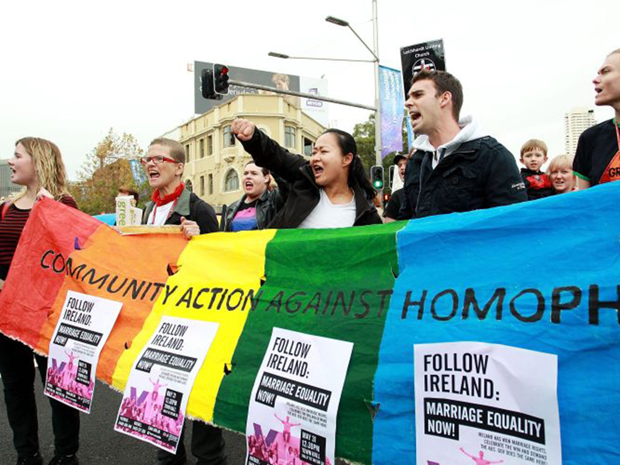The Australian Marriage Equality campaign demonstrating in Sydney in support of marriage equality, last year