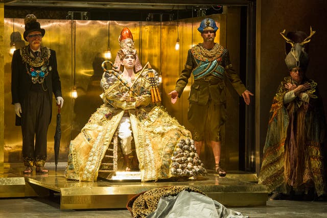 Clive Bayley, Anthony Roth Costanzo, James Cleverton and Colin Judson in Akhnaten