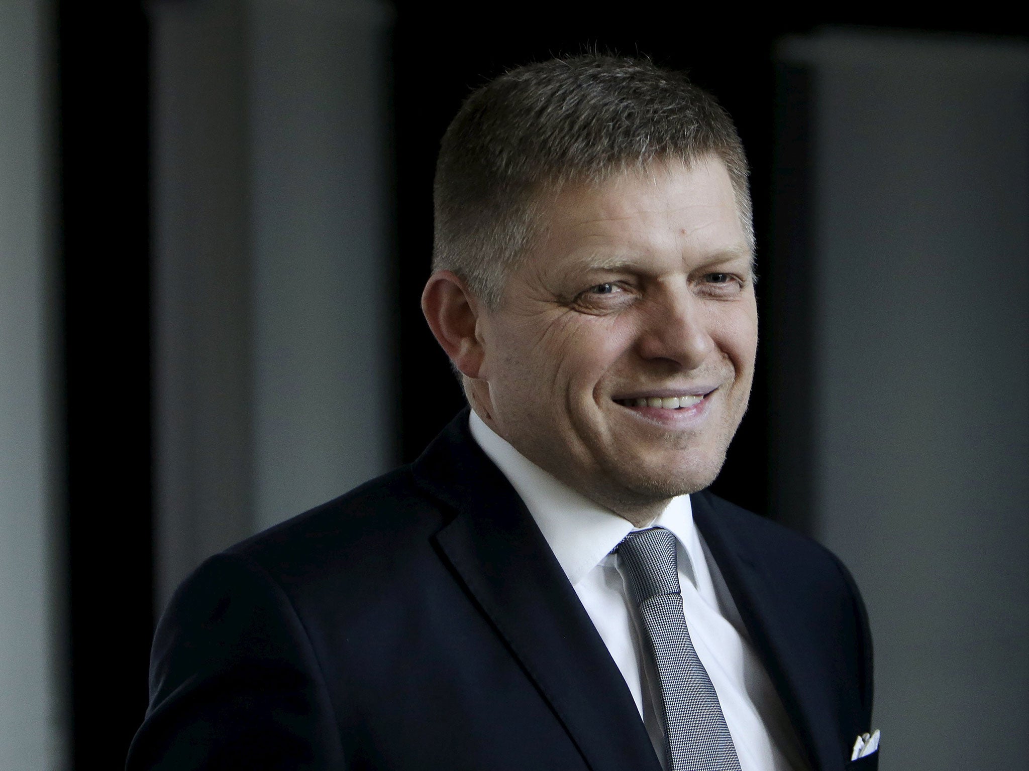 Slovakia's Prime Minister and leader of Smer party Robert Fico leaves after a live broadcast of a debate after the country's parliamentary election, in Bratislava, Slovakia