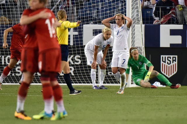 Jordan Nobbs reacts to Germany's winning goal against England Women