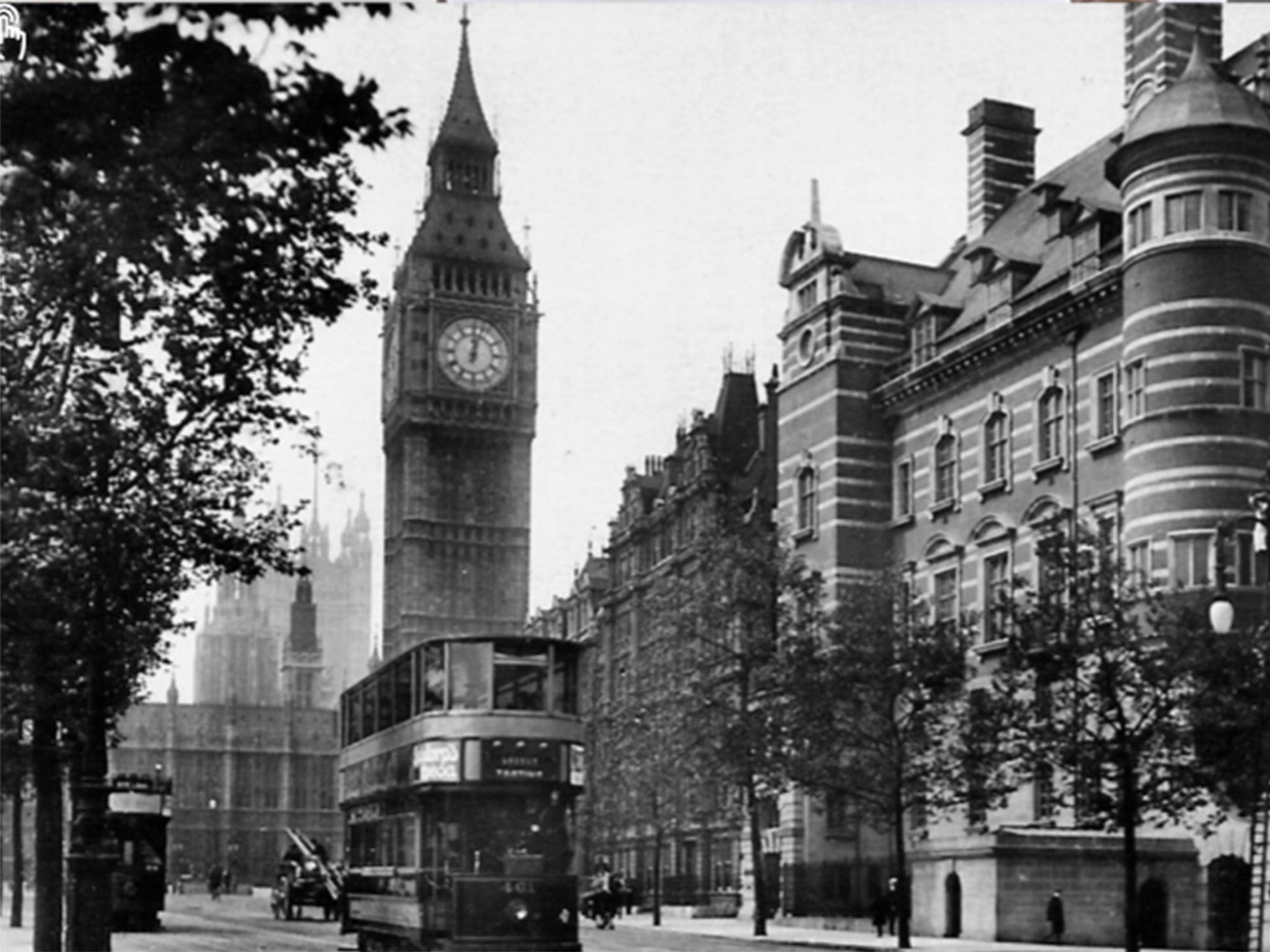 A view of the Norman Shaw buildings are labelled in this undated photograph as 'New Scotland Yard'