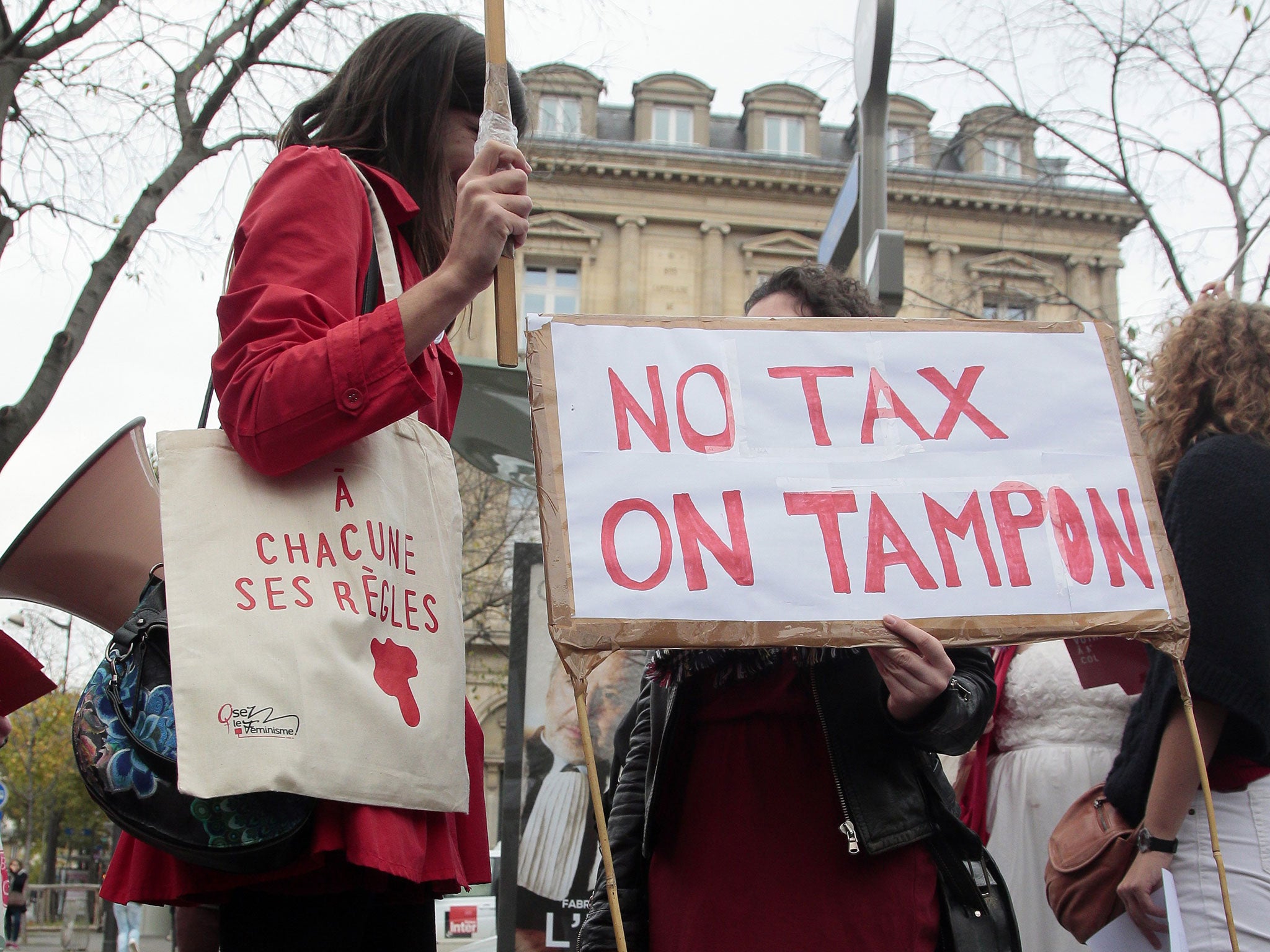 Women Protesting the UK's Tampon Tax by Free-Bleeding in Front of Parliament