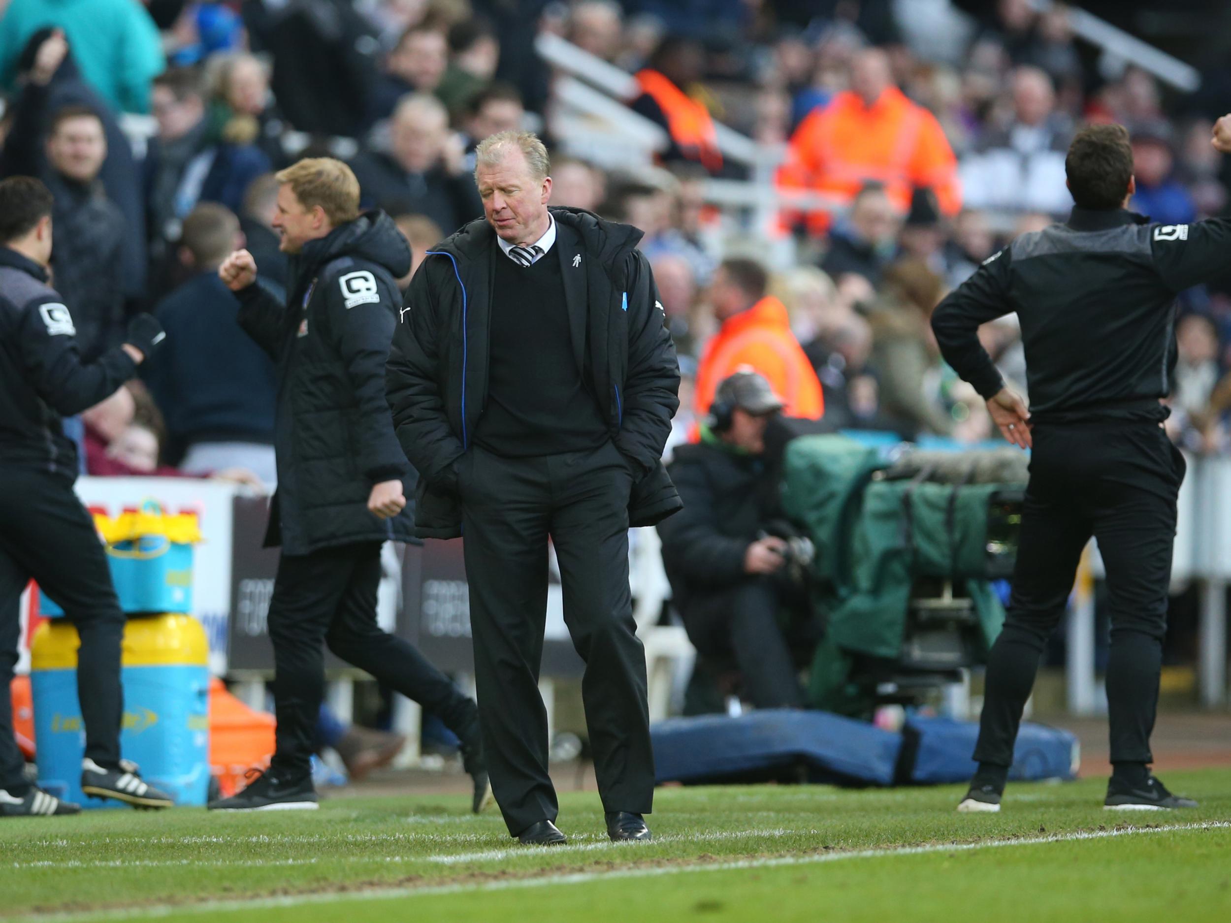 Steve McClaren looks dejected on the St James' Park side-lines after another defeat
