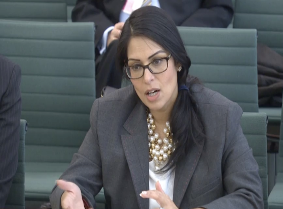 Employment minister Priti Patel addresses the Work and Pensions Select Committee