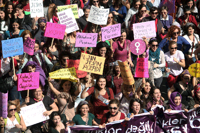 Women in Ankara in Turkey celebrate International Women's Day in 2015
