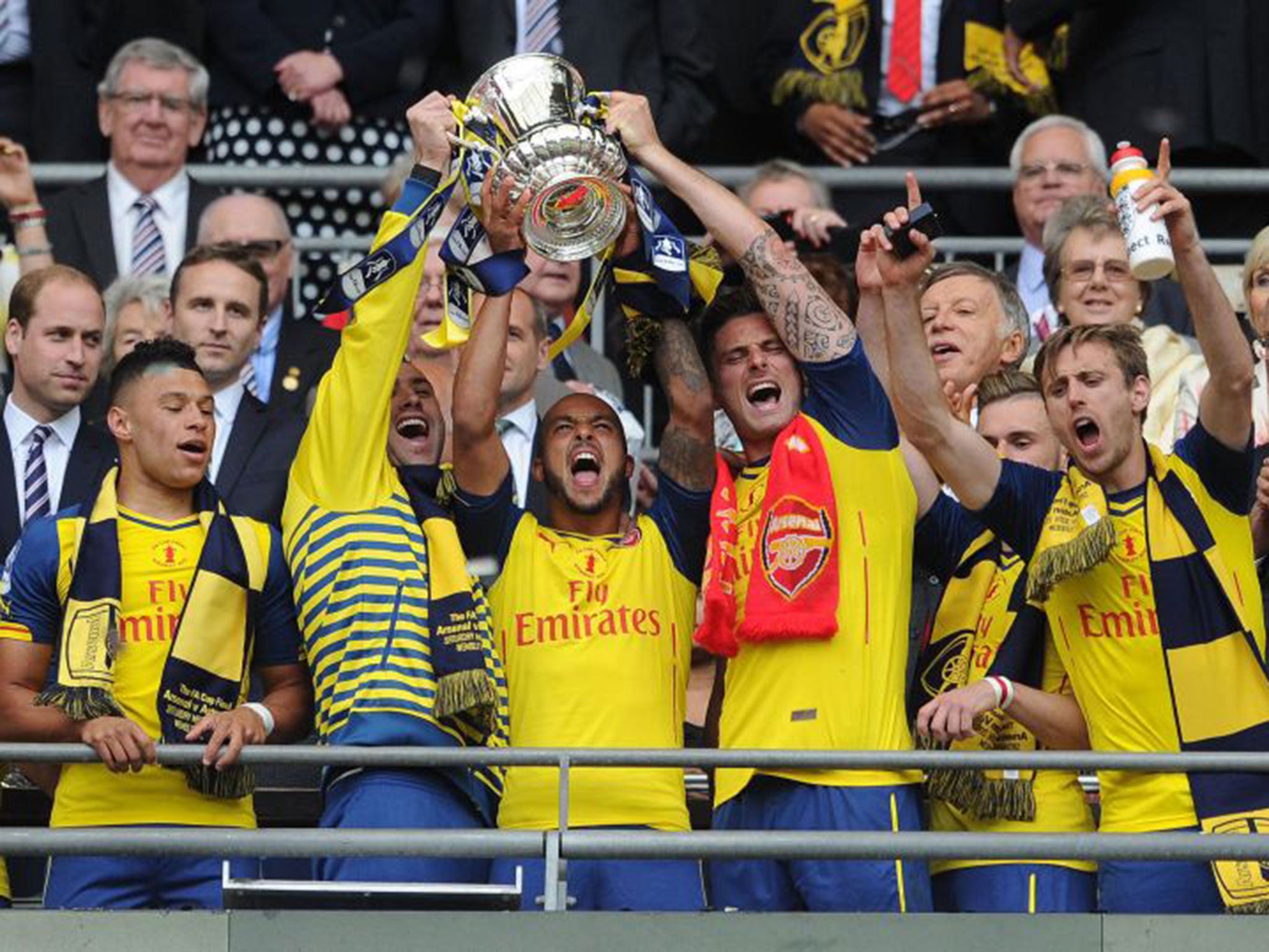 Arsenal lift the FA Cup at Wembley last May