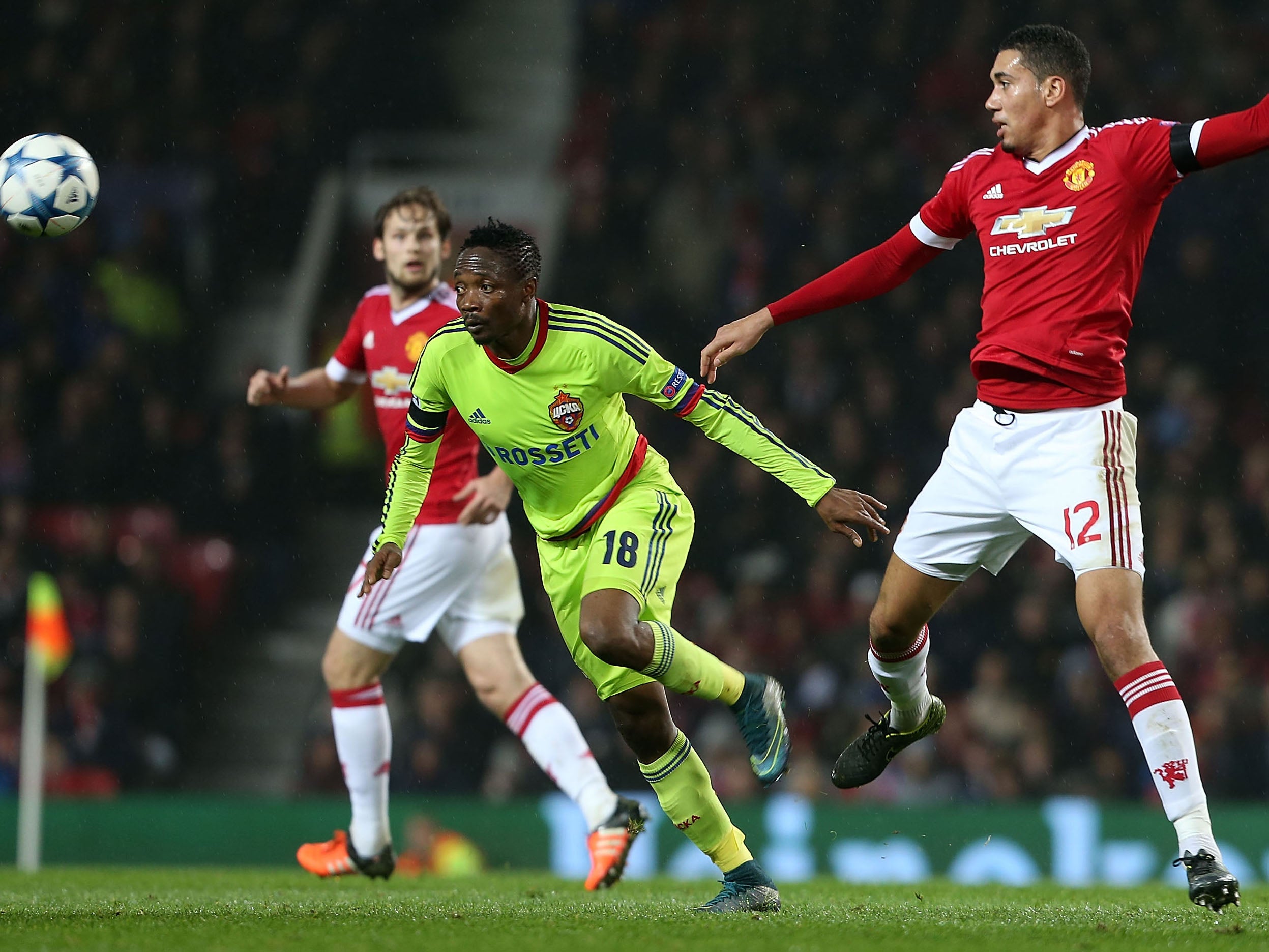 CSKA Moscow striker Ahmed Musa in action against Manchester United earlier this season