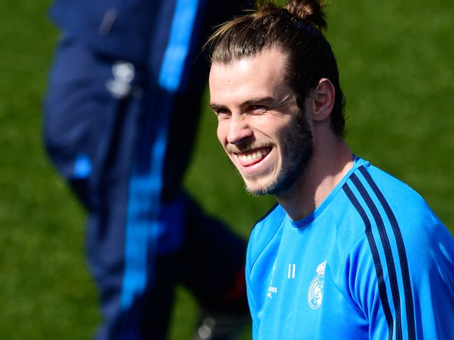 Real Madrid winger Gareth Bale in training