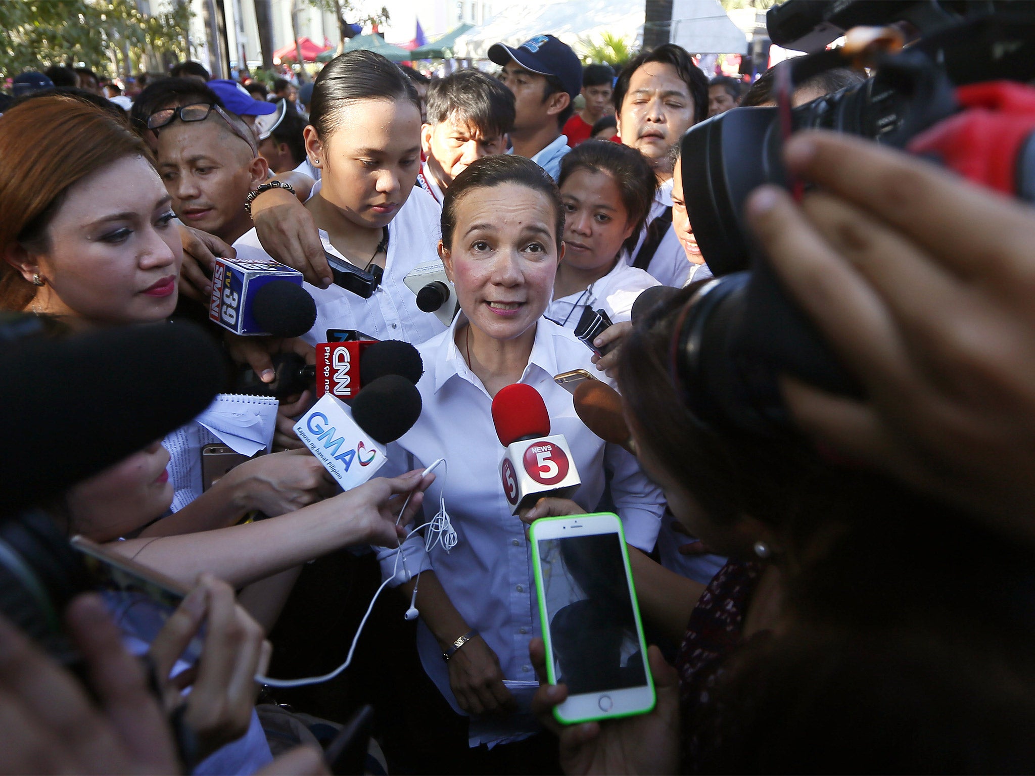 Philippines presidential candidate Grace Poe at a rally in Manila to mark International Women’s Day