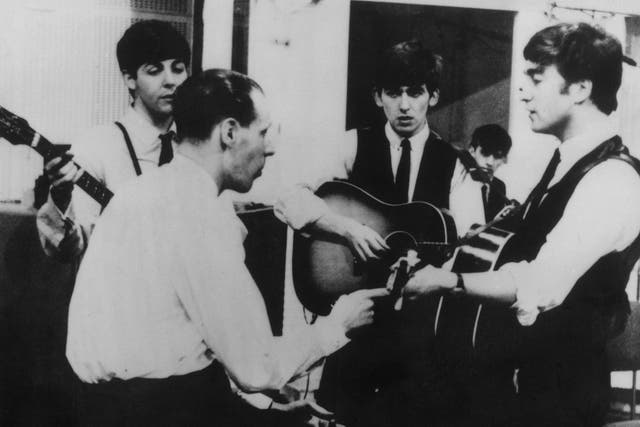 Sir George at a Beatles recording session in the early Sixties