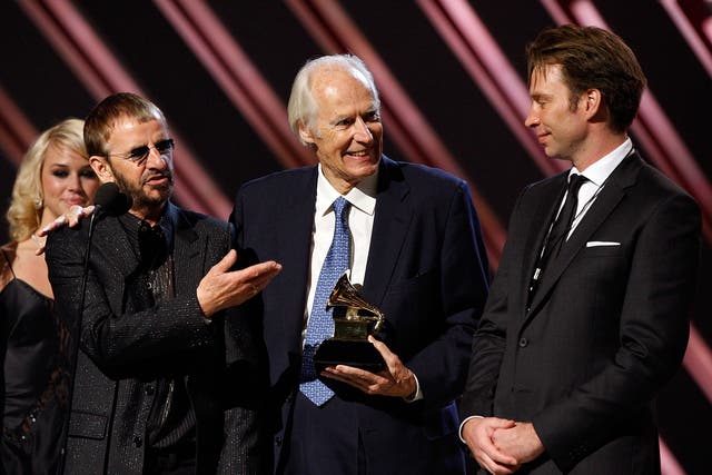 Martin on stage with Ringo Starr at the 2008 Grammys