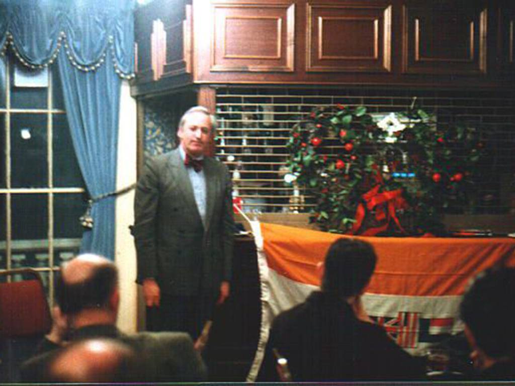 Neil Hamilton speaking as the guest of honour at a 1998 meeting of the pro-Apartheid Springbok Club in London