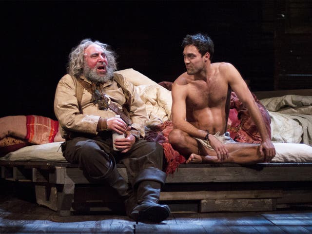 Antony Sher as Sir John Falstaff and Alex Hassell as Prince Hall in ‘Henry IV, Part 1’