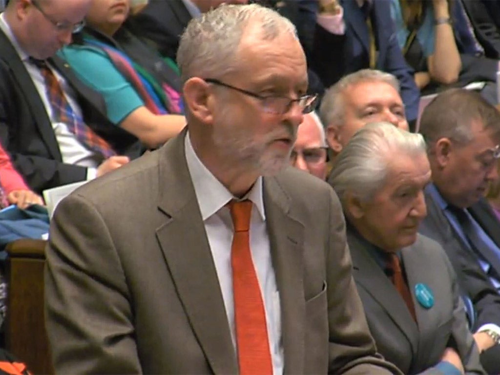 &#13;
Jeremy Corbyn speaking at PMQs on Wednesday &#13;