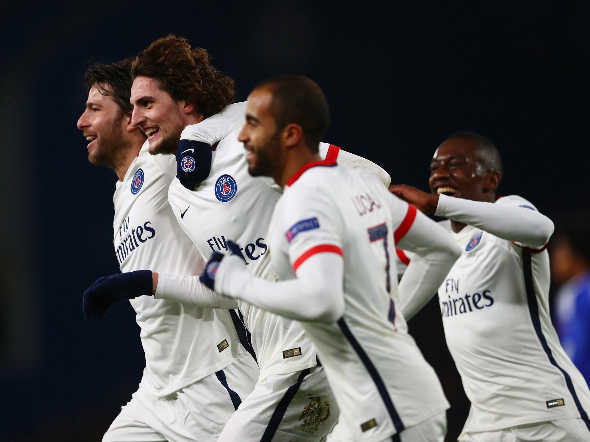 Adrien Rabiot celebrates his opening goal