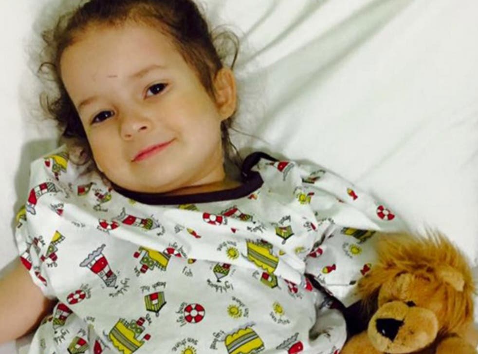 Minty Watson, three, suffers from cystic fibrosis