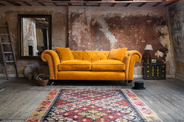 Lady Victoria 3 seater sofa in sumptuous old gold