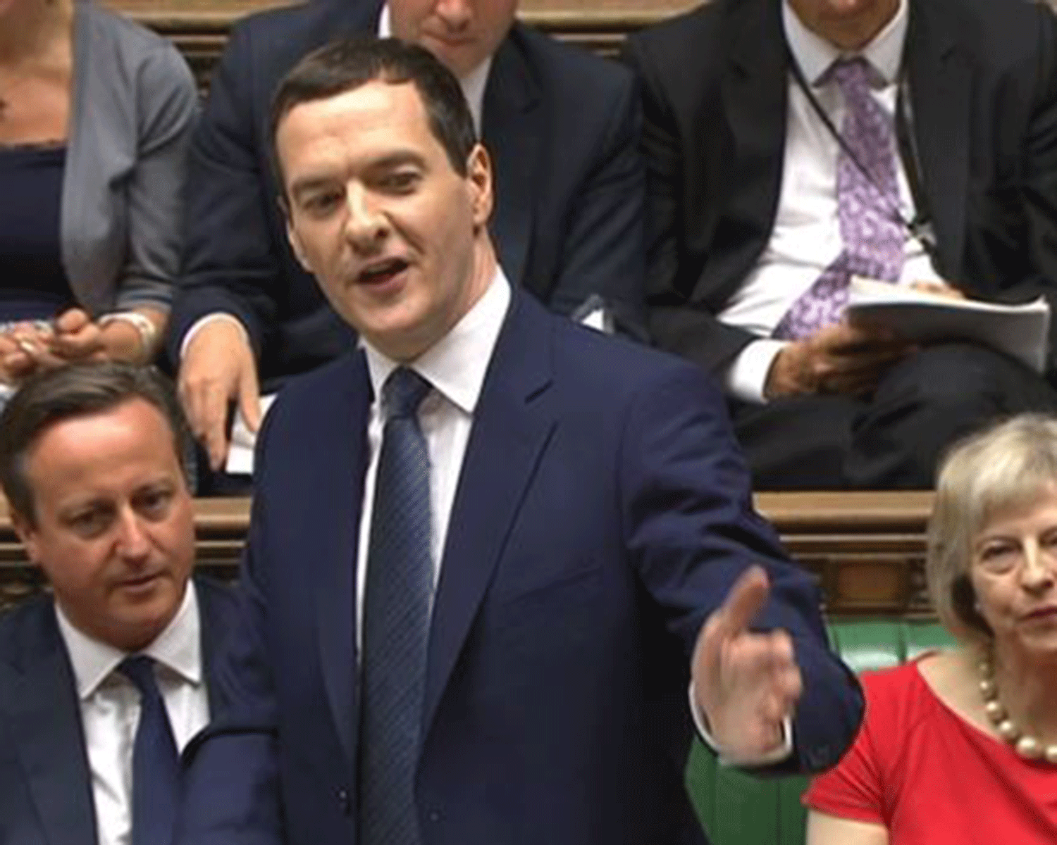 George Osborne announces the national living wage to the opposition in the Summer Budget during July 2015