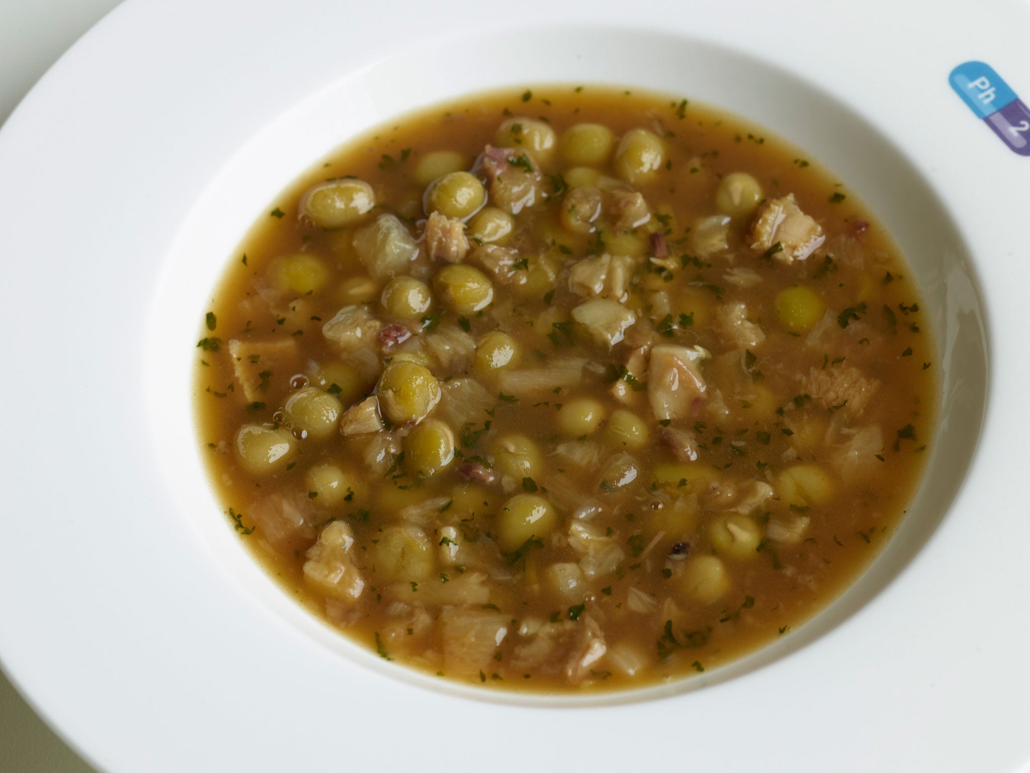 Bacon knuckle and marrowfat pea soup