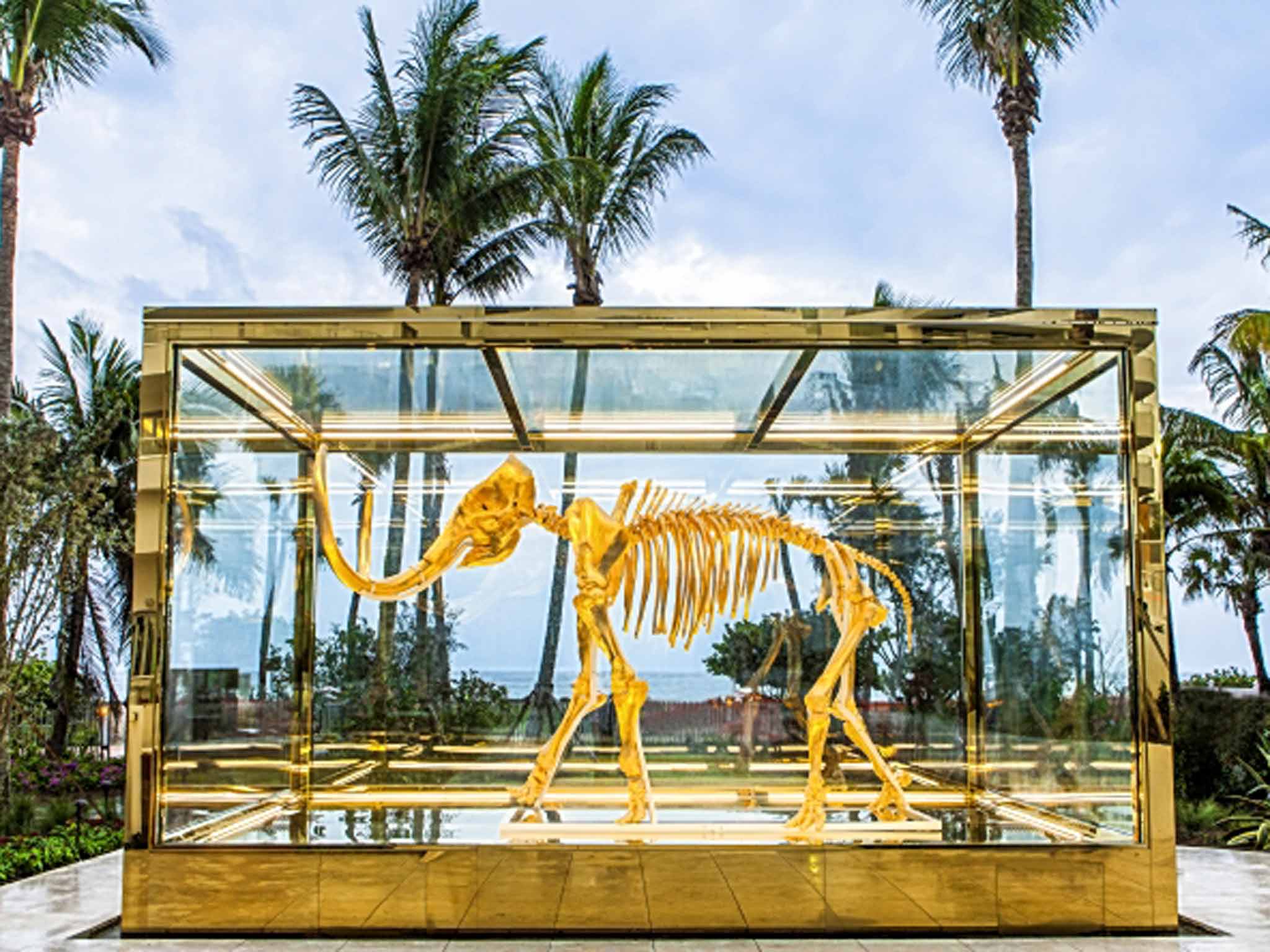 Damien Hirst's gilded woolly mammoth skeleton, 'Gone But Not Forgotten'