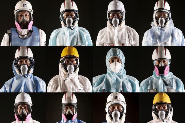 Feared substance: workers of TEPCO and the Kajima Corporation at the Fukushima Daiichi nuclear power plant on February 2016