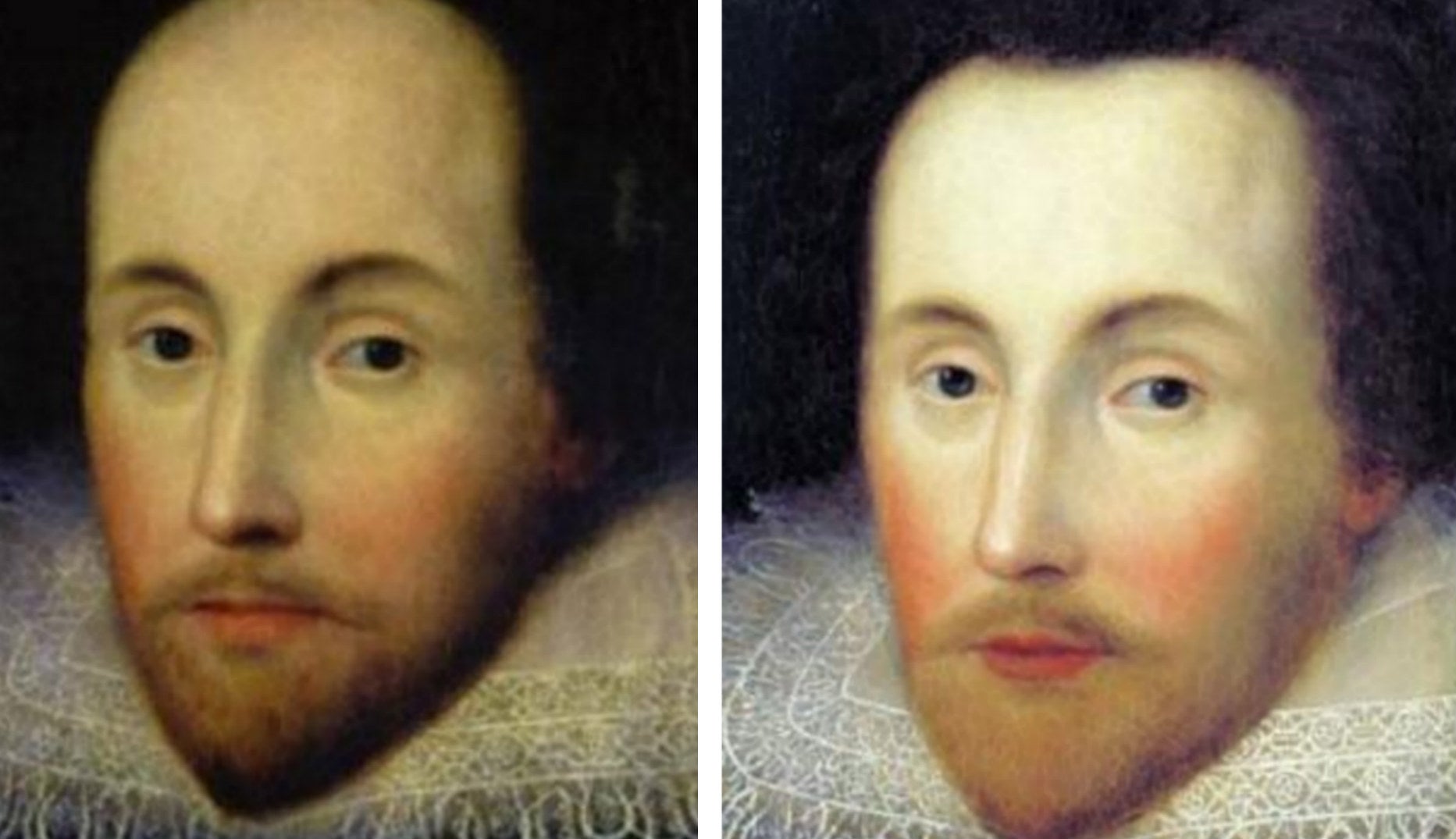 The portrait of Shakespeare before and after its restoration