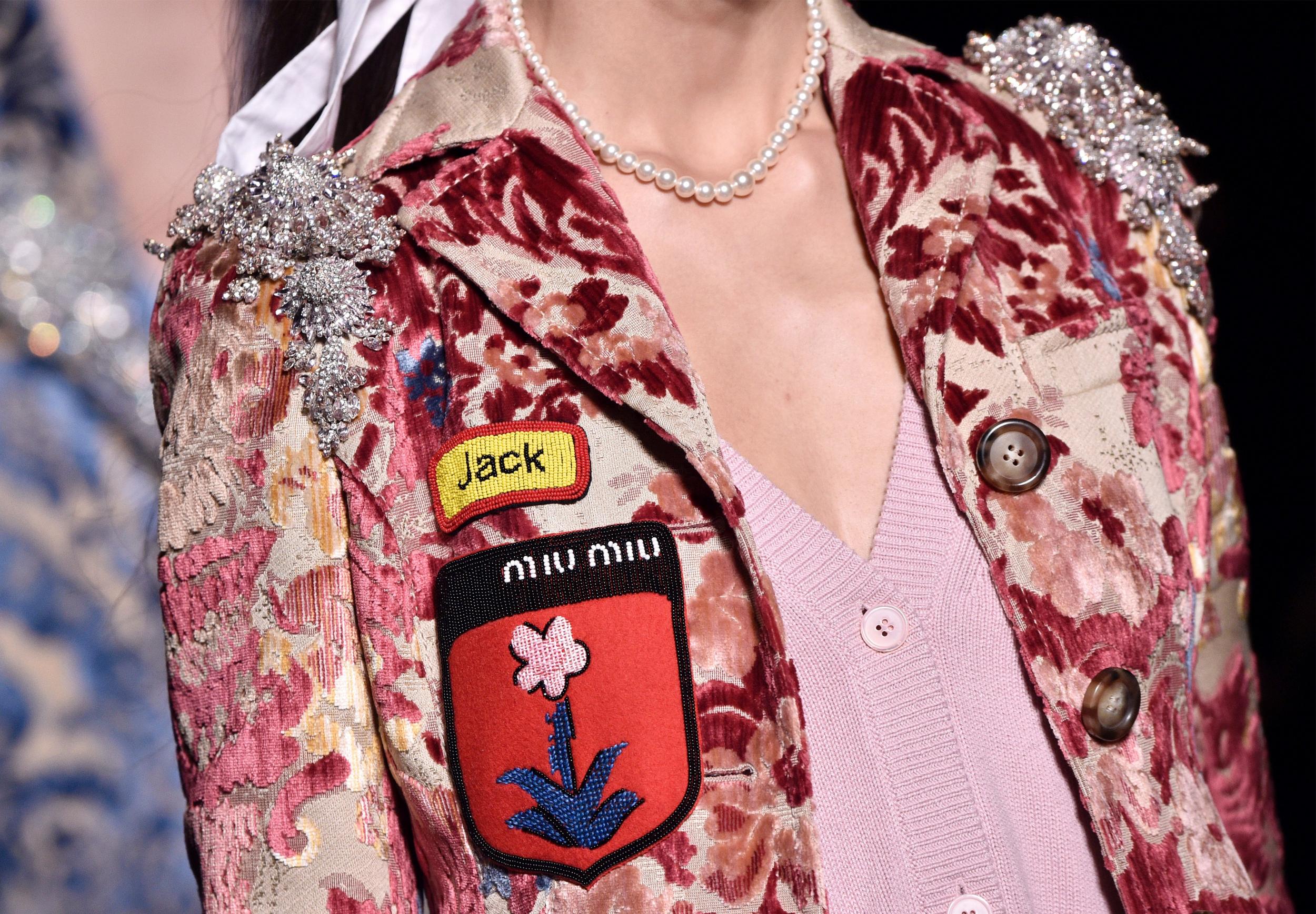 Embroidered badges at Miu Miu autumn/winter 2016 (Getty)