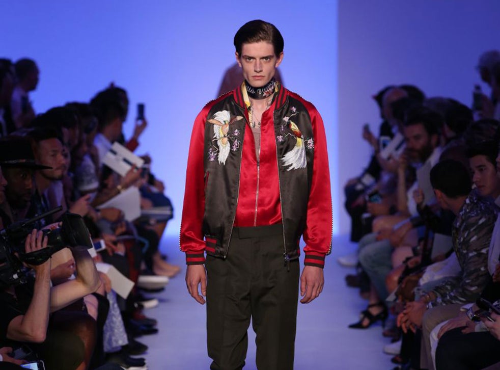 Souvenir jackets: Florals and bright colours have been wedded to pack a powerful visual punch ...